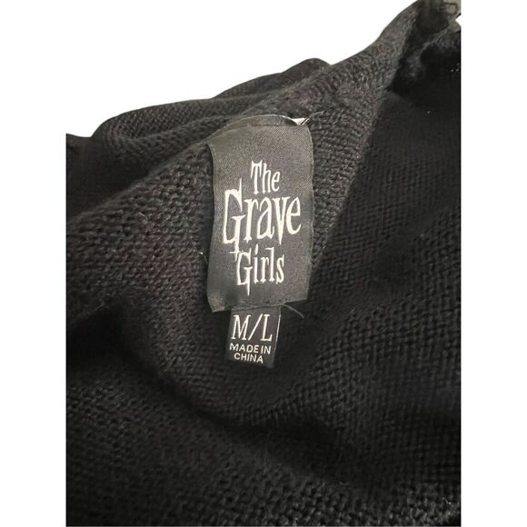 Dolls kill dead wrong skull M/L distressed knit long sleeve black sweater  - Picture 6 of 8